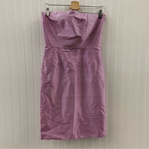 Tocca Pink Raspberry and White Gingham Strapless Silk Dress Sz 8 - Picture 3 of 13